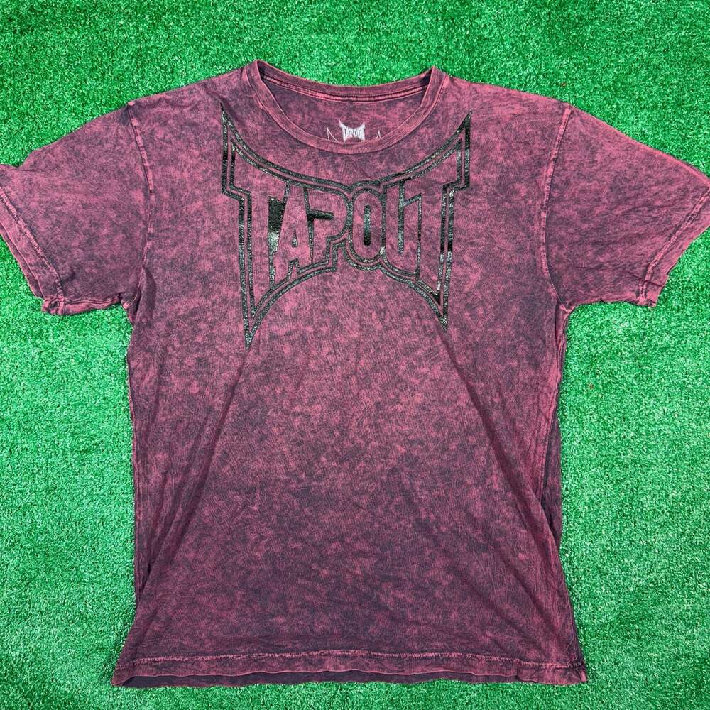 Y2K Tapout Black Mineral Wash Graphic T-Shirt, Red/Black, Size Large